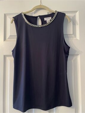 Carmen Sleeveless Navy Camisole with Chain Trim